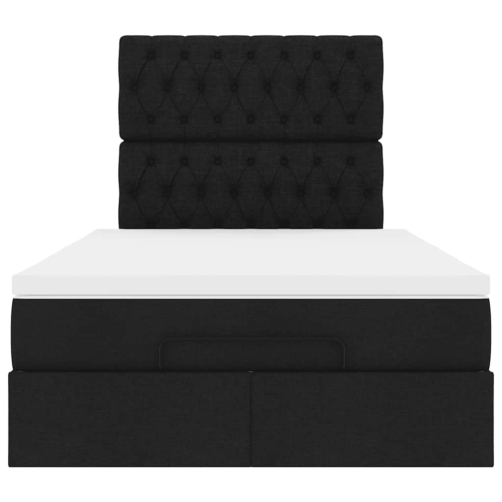 vidaXL Struttura Letto Pouf con Materasso Nero 120x200 cm in Tessuto