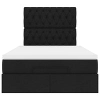 vidaXL Struttura Letto Pouf con Materasso Nero 120x200 cm in Tessuto