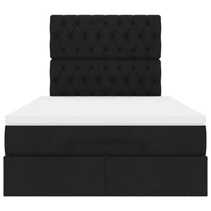 vidaXL Struttura Letto Pouf con Materasso Nero 120x200 cm in Tessuto