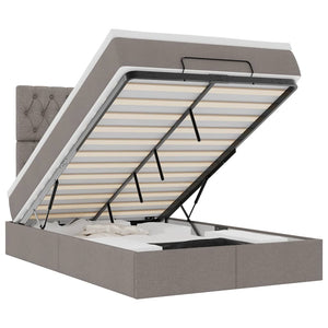 Struttura Letto Pouf con Materasso Tortora 120x200cm in Tessuto 3313234