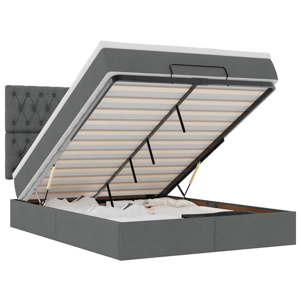 vidaXL Struttura Letto Pouf con Materasso 140x190 cm in Tessuto