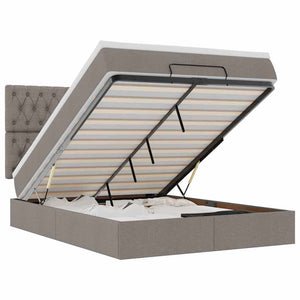 Struttura Letto Pouf con Materasso Tortora 140x190 cm Tessuto 3313241