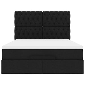vidaXL Struttura Letto Pouf con Materasso Nero 140x200 cm in Tessuto