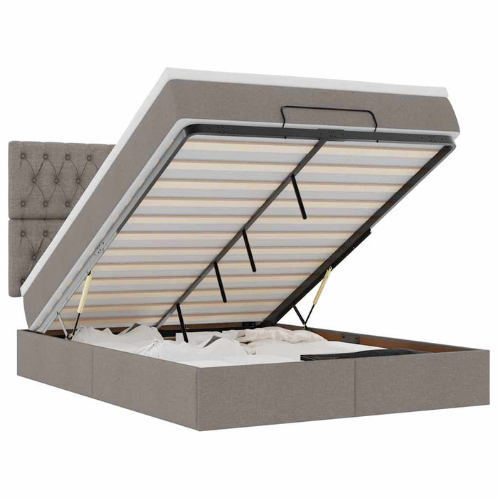 Struttura Letto Pouf con Materasso Tortora 140x200cm in Tessuto 3313248