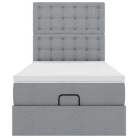 Pouf Letto con Materasso Grigio Chiaro 90x200 cm in Tessuto 3313292