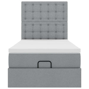 Pouf Letto con Materasso Grigio Chiaro 90x200 cm in Tessuto 3313292