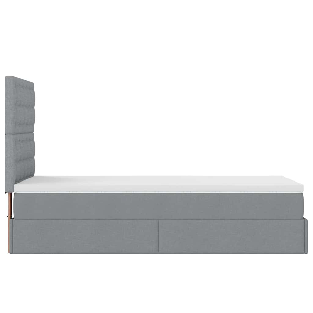 Pouf Letto con Materasso Grigio Chiaro 90x200 cm in Tessuto 3313292