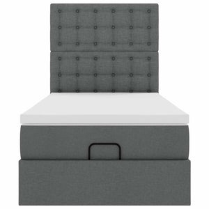 vidaXL Pouf Letto con Materasso Grigio Scuro 90x200 cm in Tessuto