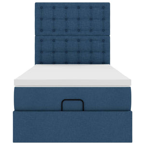vidaXL Pouf Letto con Materasso Blu 90x200 cm in Tessuto