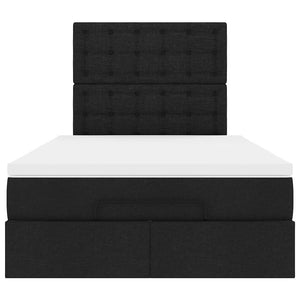 vidaXL Struttura Letto Pouf con Materasso Nero 120x190 cm in Tessuto