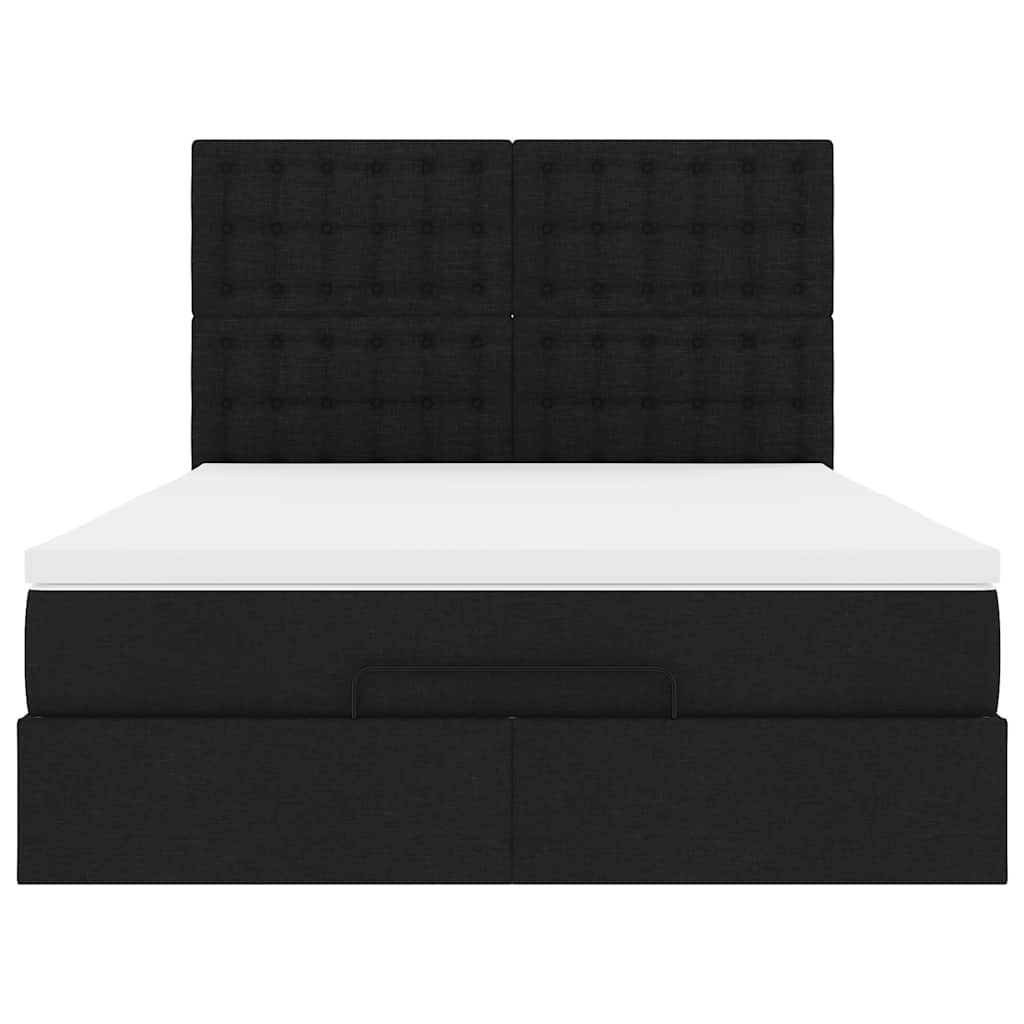 vidaXL Struttura Letto Pouf con Materasso Nero 140x190 cm in Tessuto