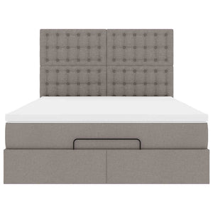 Struttura Letto Pouf con Materasso Tortora 140x200cm in Tessuto