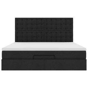 vidaXL Struttura Letto Pouf con Materasso Nero 180x200 cm in Tessuto