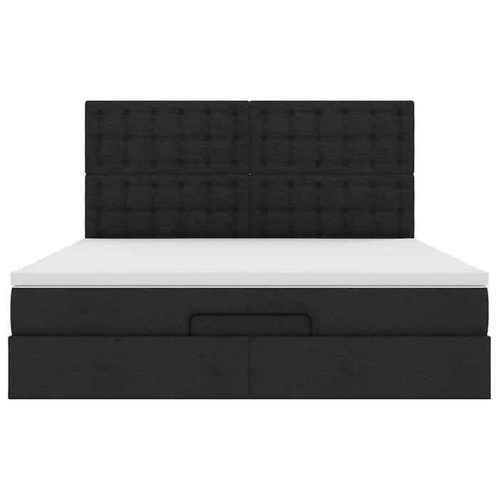 vidaXL Struttura Letto Pouf con Materasso Nero 180x200 cm in Tessuto