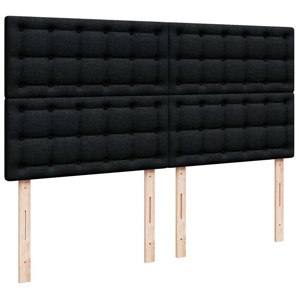 vidaXL Struttura Letto Pouf con Materasso Nero 180x200 cm in Tessuto