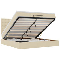 Struttura Letto Pouf con Materasso Crema 180x200 cm in Tessuto 3313346