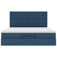 Struttura Letto Pouf con Materasso Blu 180x200cm in Tessuto 3313347