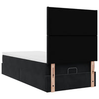 Struttura Letto Pouf con Materassi Nero 80x200 cm in Velluto 3313363