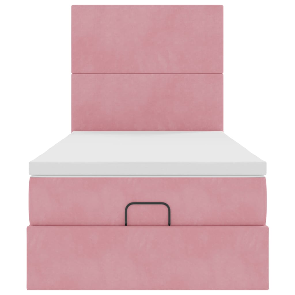 vidaXL Struttura Letto Pouf con Materassi Rosa 80x200 cm Velluto