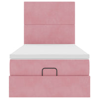vidaXL Struttura Letto Pouf con Materassi Rosa 80x200 cm Velluto