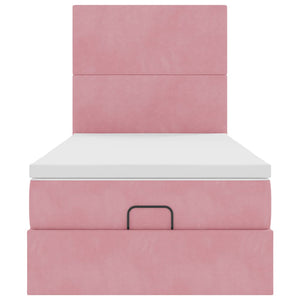 vidaXL Struttura Letto Pouf con Materassi Rosa 80x200 cm Velluto