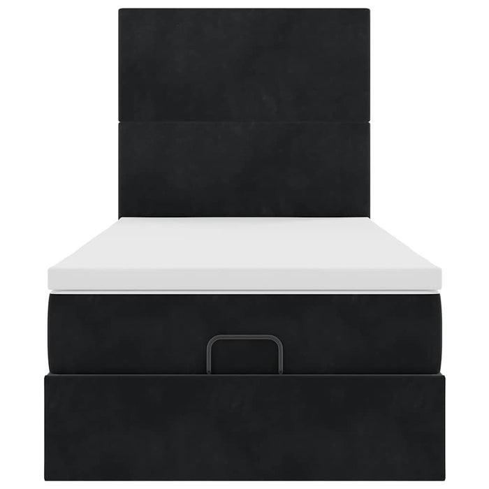 Struttura Letto Pouf con Materassi Nero 100x200 cm Velluto 3313381