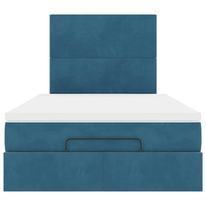 vidaXL Struttura Letto Pouf con Materassi Blu Scuro 120x200 cm Velluto