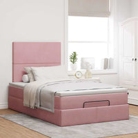 vidaXL Struttura Letto Pouf con Materasso Rosa 120x200 cm Velluto