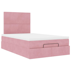 vidaXL Struttura Letto Pouf con Materasso Rosa 120x200 cm Velluto