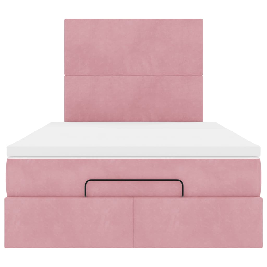 vidaXL Struttura Letto Pouf con Materasso Rosa 120x200 cm Velluto