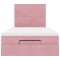 vidaXL Struttura Letto Pouf con Materasso Rosa 120x200 cm Velluto