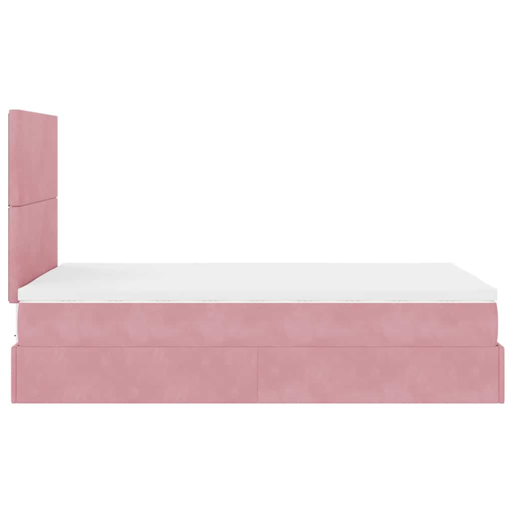 vidaXL Struttura Letto Pouf con Materasso Rosa 120x200 cm Velluto