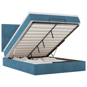 Struttura Letto Pouf con Materassi 140x190 cm in Velluto 3313401