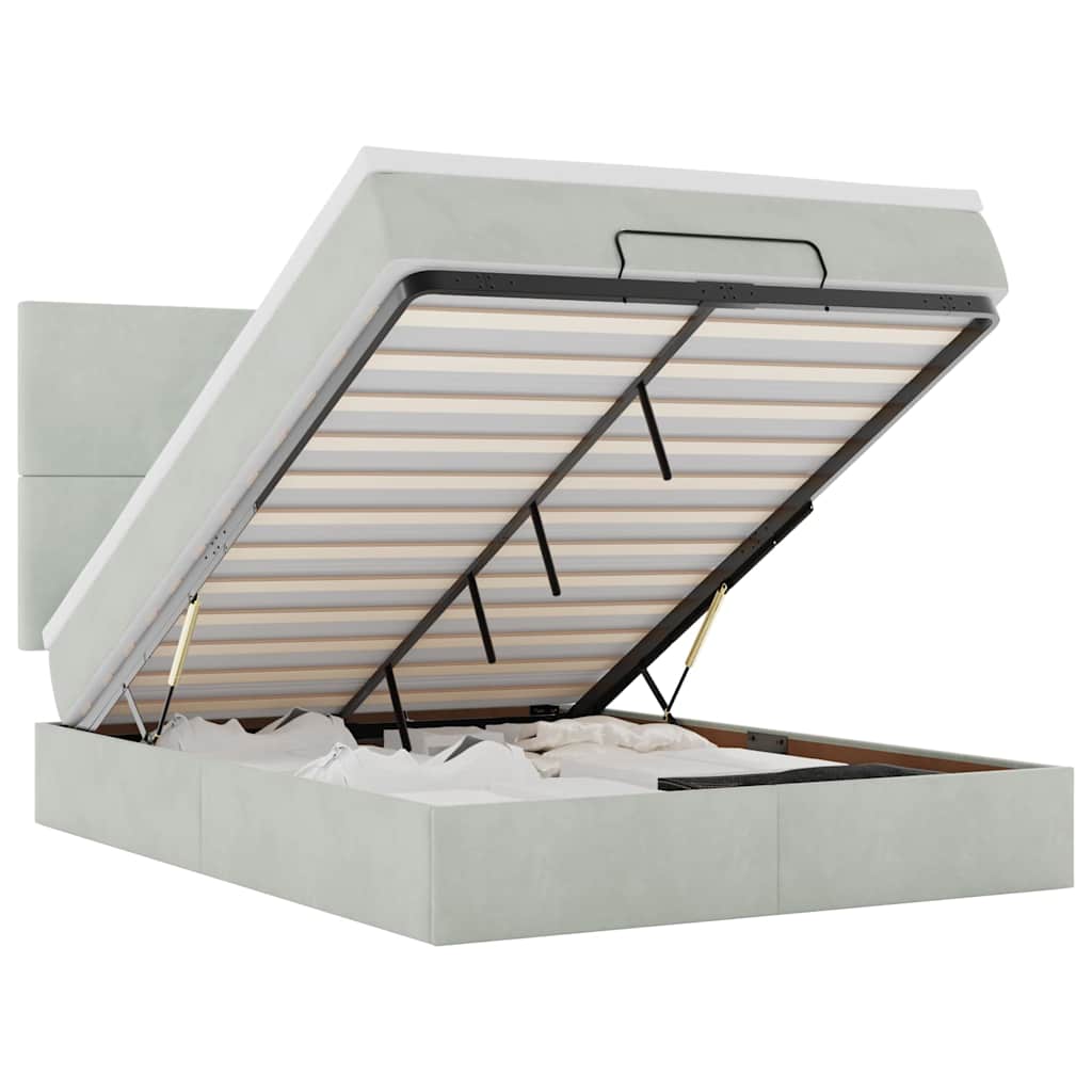 Struttura Letto Pouf con Materassi 140x200 cm in Velluto 3313403