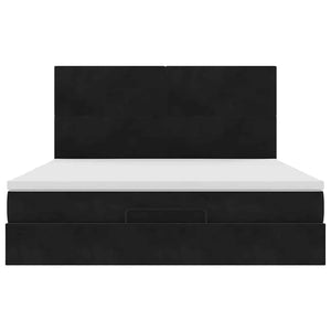 vidaXL Struttura Letto Pouf con Materassi Nero 160x200 cm in Velluto