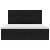 Struttura Letto Pouf con Materassi Nero 180x200 cm in Velluto 3313417