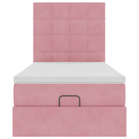 vidaXL Struttura Letto Pouf con Materassi Rosa 90x200 cm in Velluto