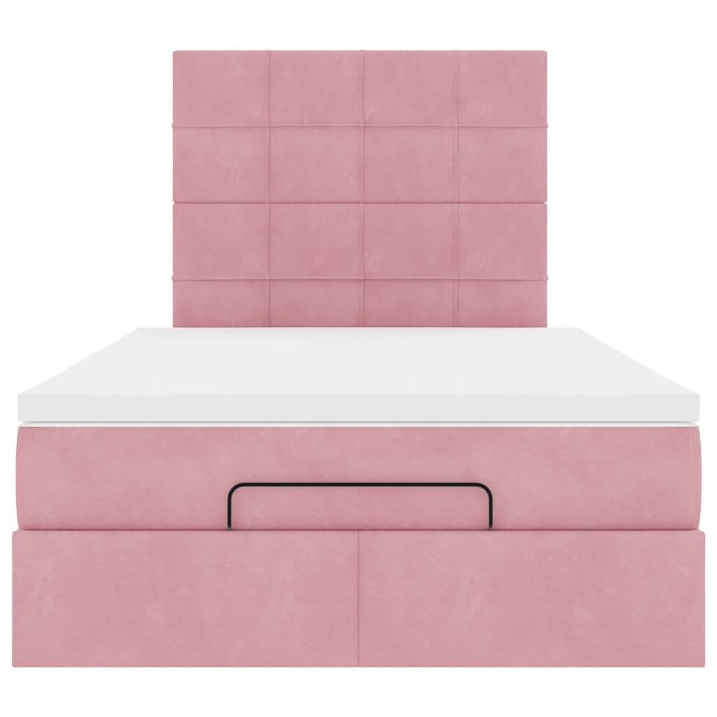 Struttura Letto Pouf con Materassi Rosa 120x190 cm Velluto 3313462