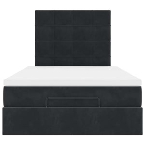 vidaXL Struttura Letto Pouf con Materassi Nero 120x200 cm Velluto