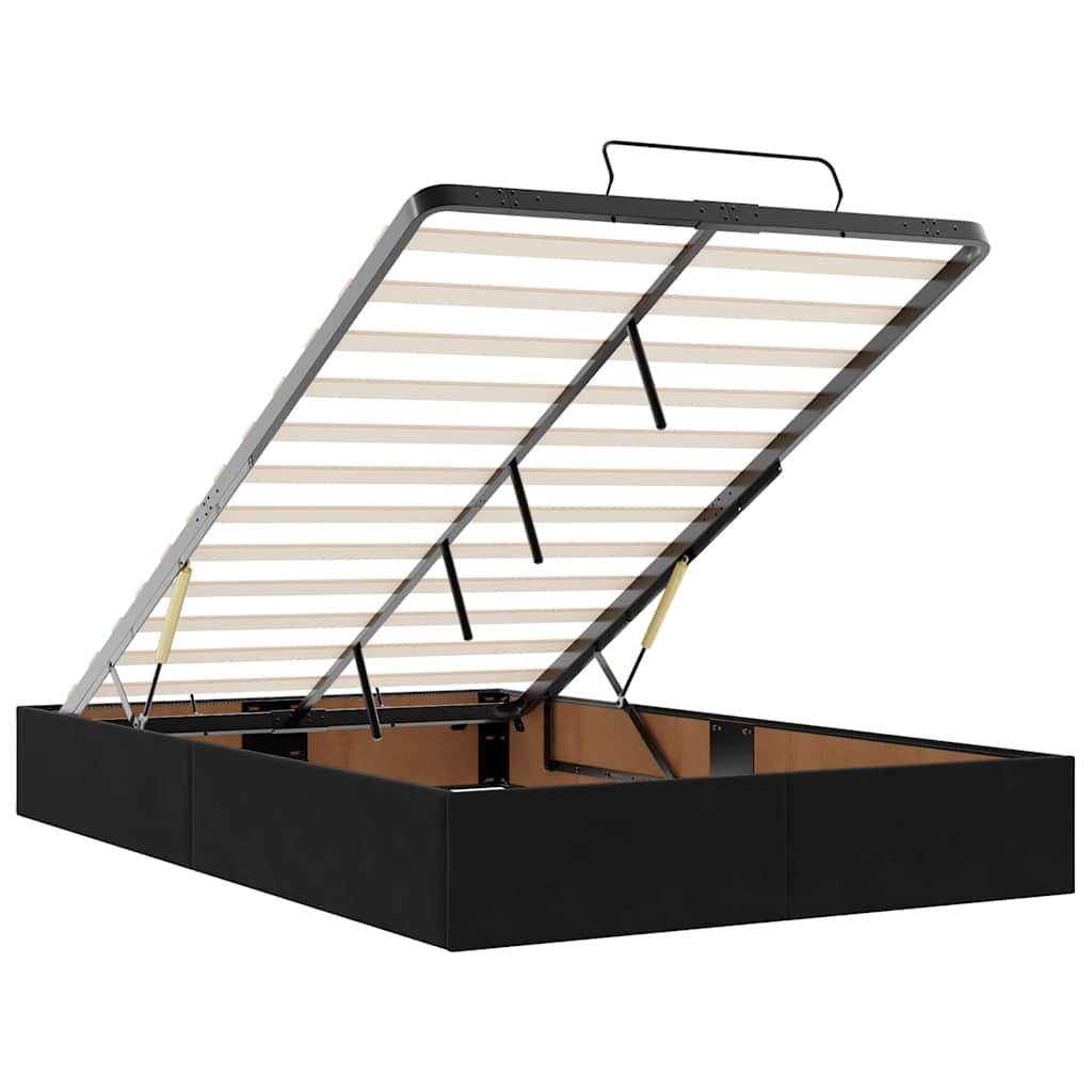 vidaXL Struttura Letto Pouf con Materassi Nero 120x200 cm Velluto