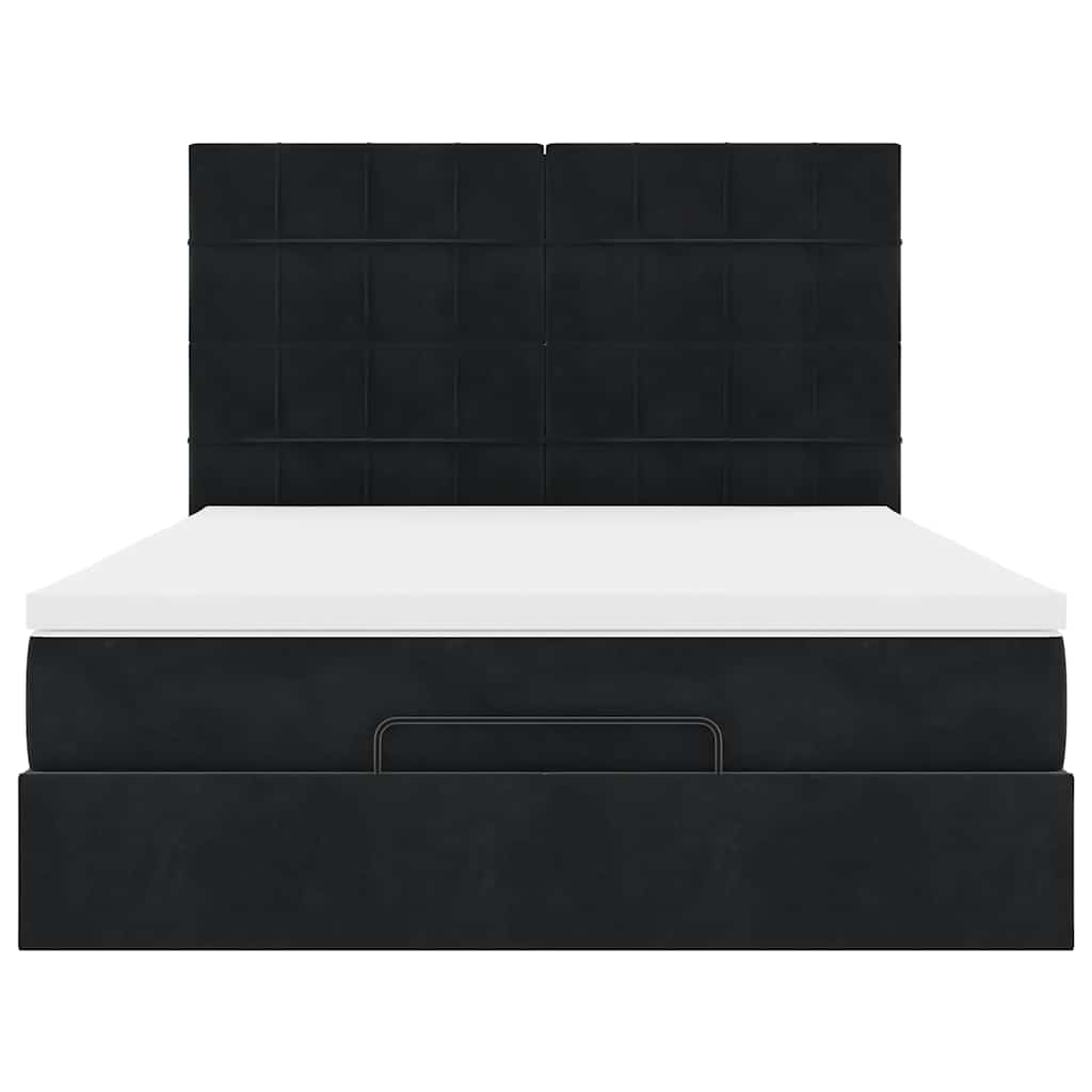 vidaXL Struttura Letto Pouf con Materassi Nero 140x190 cm in Velluto