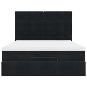 vidaXL Struttura Letto Pouf con Materassi Nero 140x190 cm in Velluto