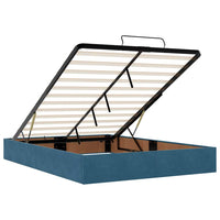 vidaXL Struttura Letto Pouf con Materassi Blu 140x200cm in Velluto