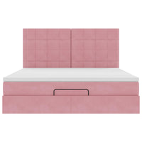 vidaXL Struttura Letto Pouf con Materassi Rosa 180x200 cm Velluto