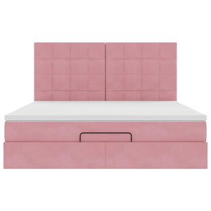 vidaXL Struttura Letto Pouf con Materassi Rosa 180x200 cm Velluto