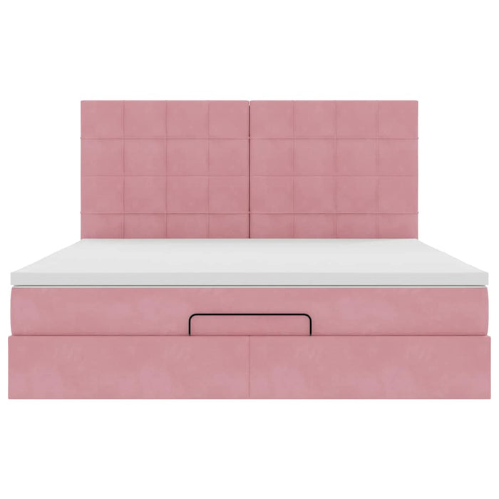 vidaXL Struttura Letto Pouf con Materassi Rosa 180x200 cm Velluto
