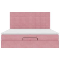 vidaXL Struttura Letto Pouf con Materassi Rosa 200x200 cm Velluto