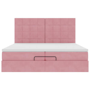 vidaXL Struttura Letto Pouf con Materassi Rosa 200x200 cm Velluto