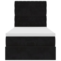 Struttura Letto Pouf con Materassi Nero 80x200 cm in Velluto 3313507