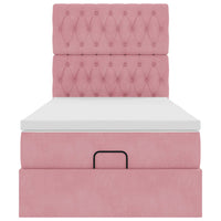 Struttura Letto Pouf con Materassi Rosa 90x200 cm in Velluto 3313522